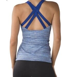Lululemon Tank Top Women's Size 4 Blue Workout‎ Criss Cross Back, Gym Athletic
